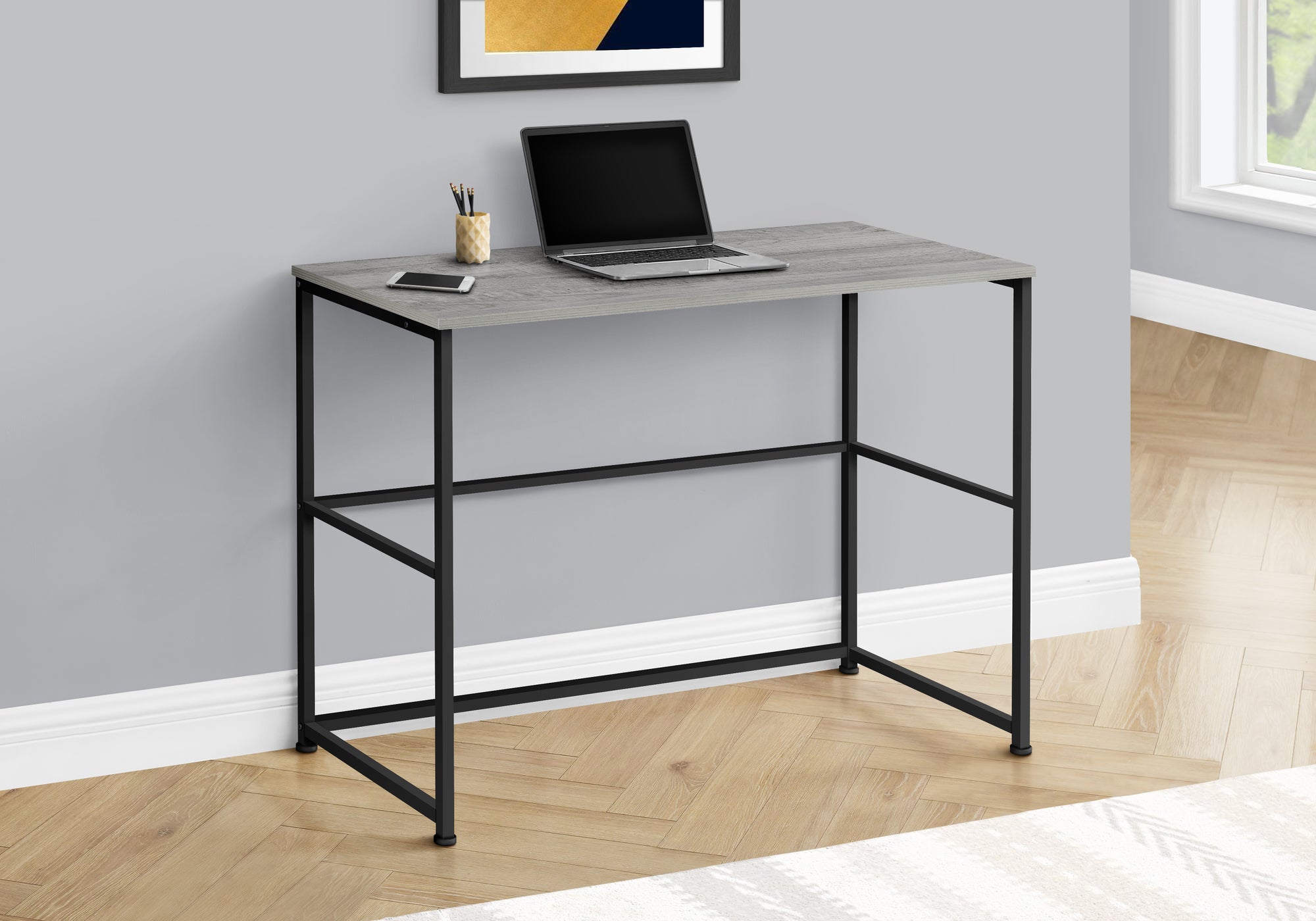 COMPUTER DESK - 40""L / GREY / BLACK METAL