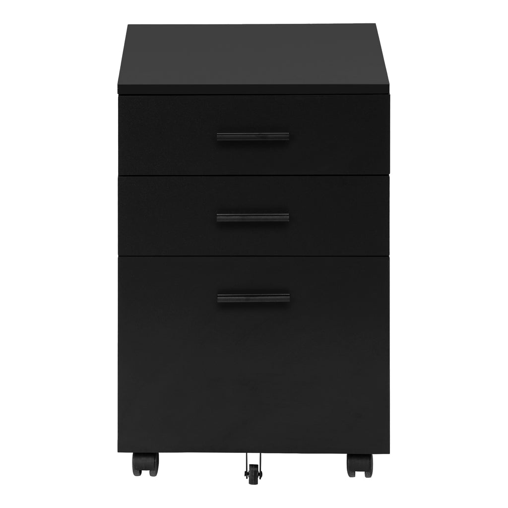 FILING CABINET - 3 DRAWER / BLACK ON CASTORS