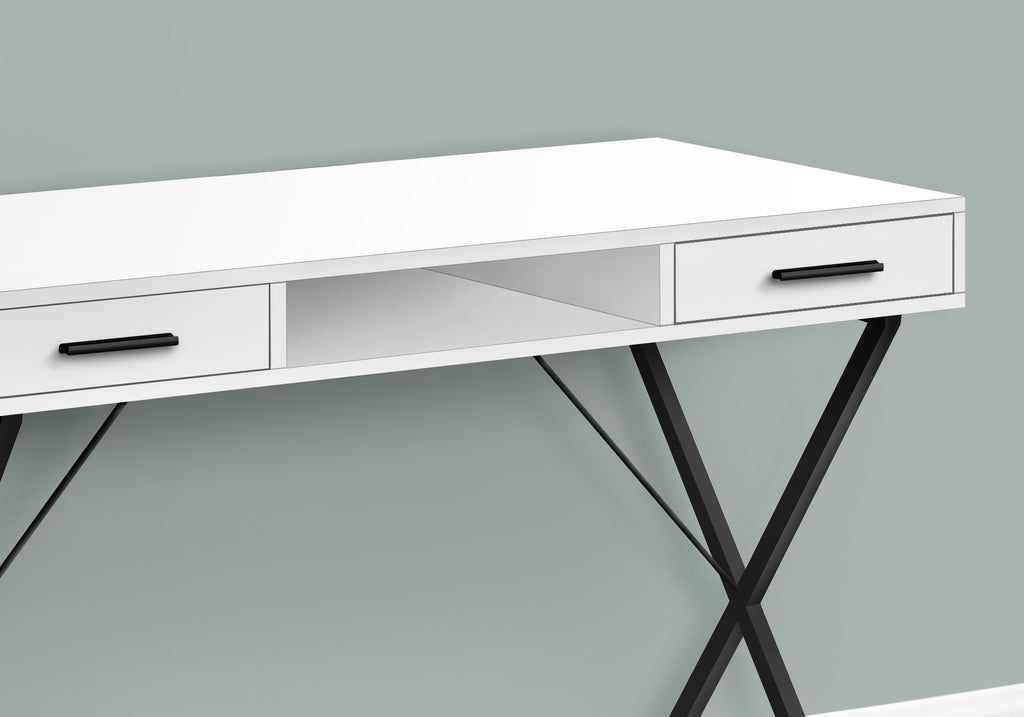 COMPUTER DESK - 42""L / WHITE / BLACK METAL