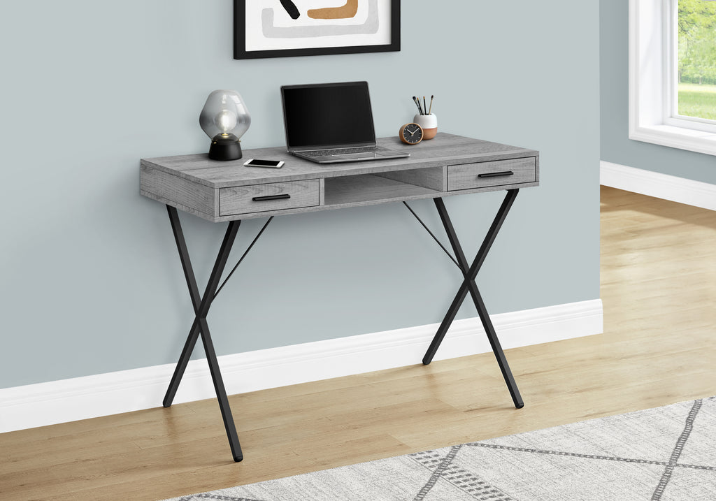 COMPUTER DESK - 42""L / GREY / BLACK METAL