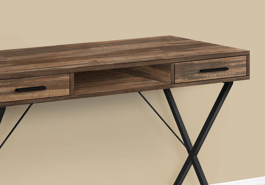 COMPUTER DESK - 42""L / BROWN RECLAIMED WOOD / BLACK METAL