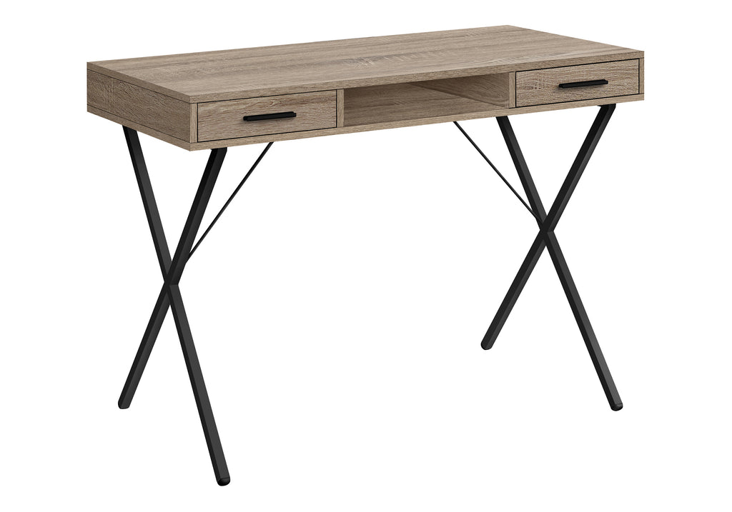 COMPUTER DESK - 42""L / DARK TAUPE / BLACK METAL