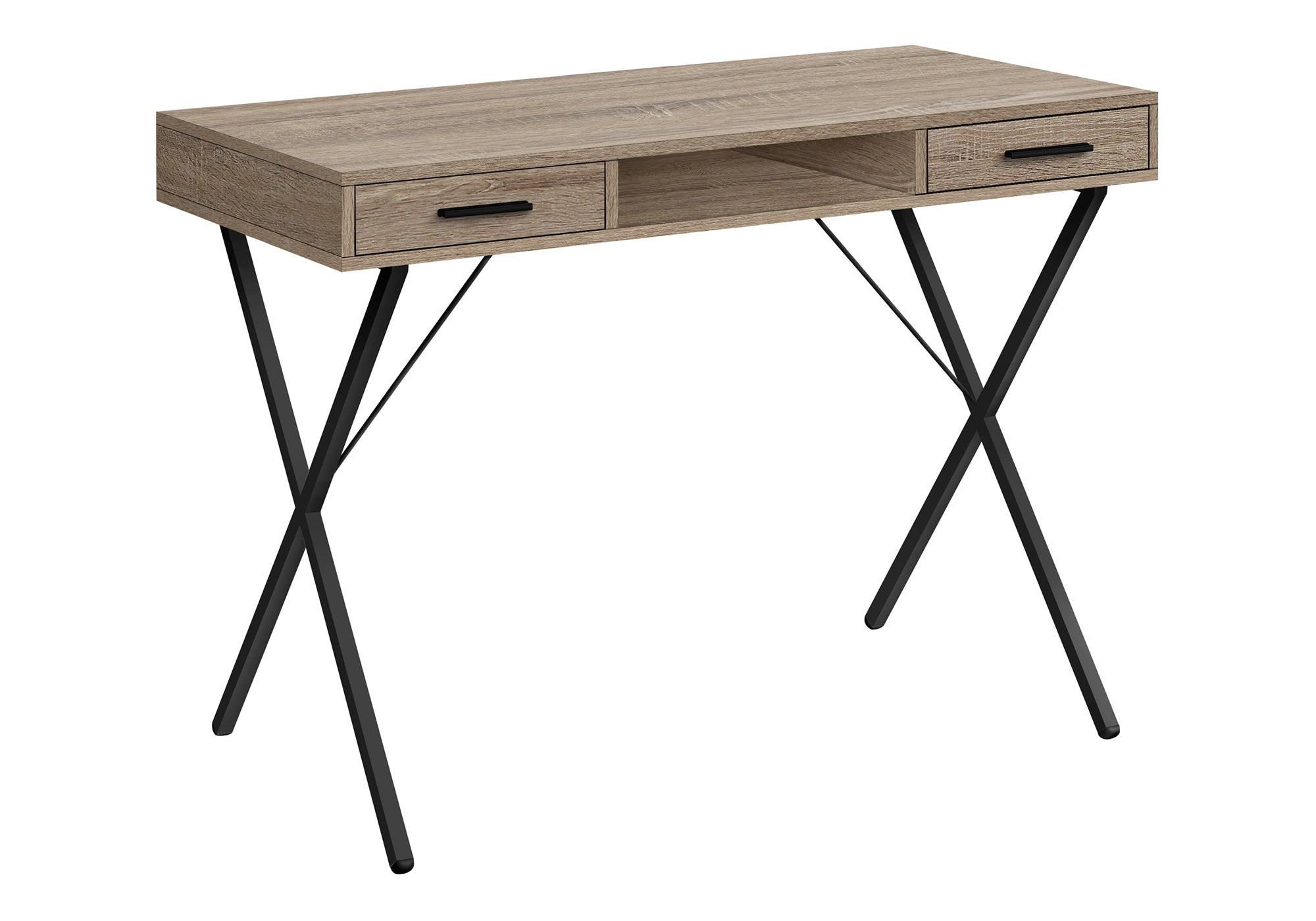 COMPUTER DESK - 42""L / DARK TAUPE / BLACK METAL