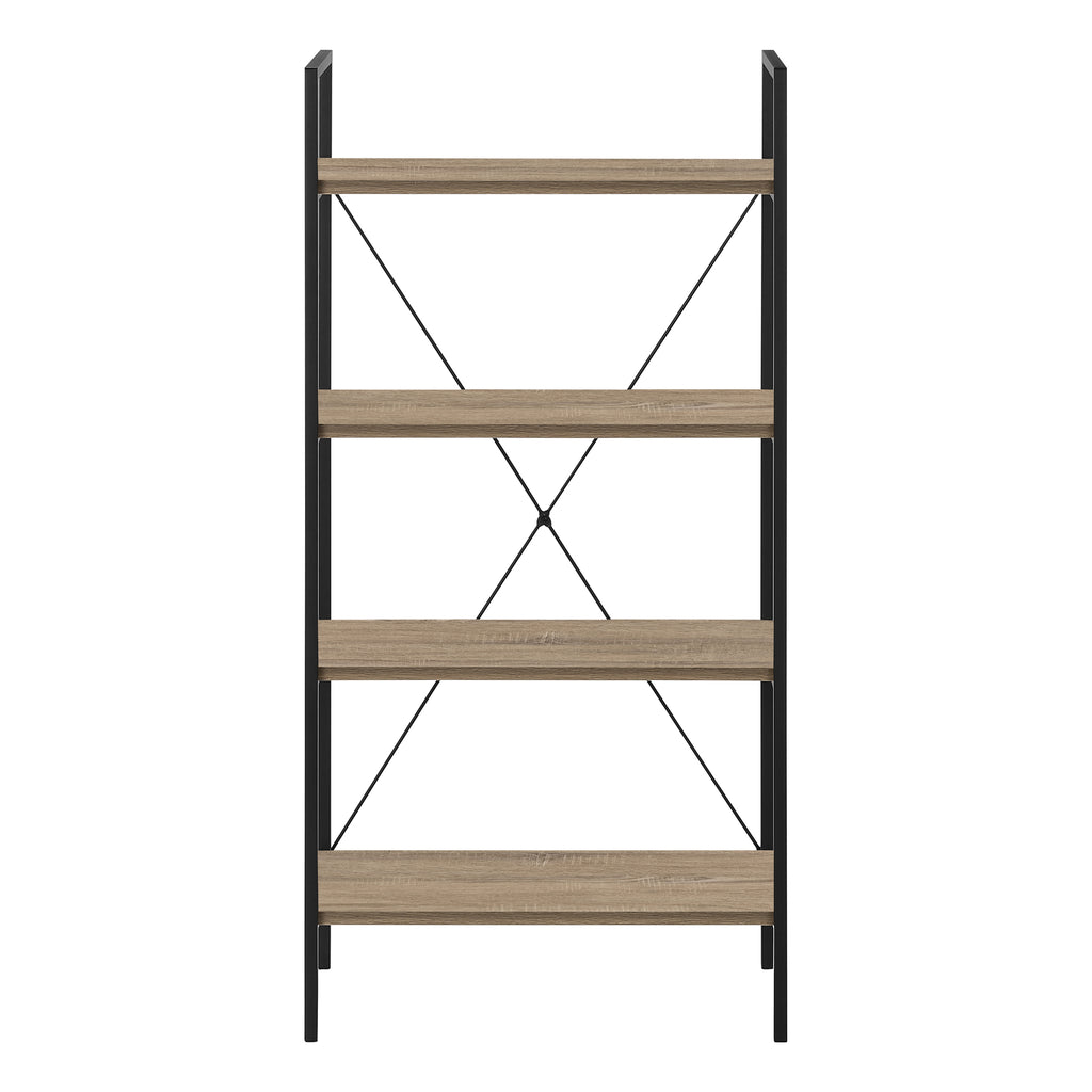 BOOKCASE - 48""H / DARK TAUPE / BLACK METAL