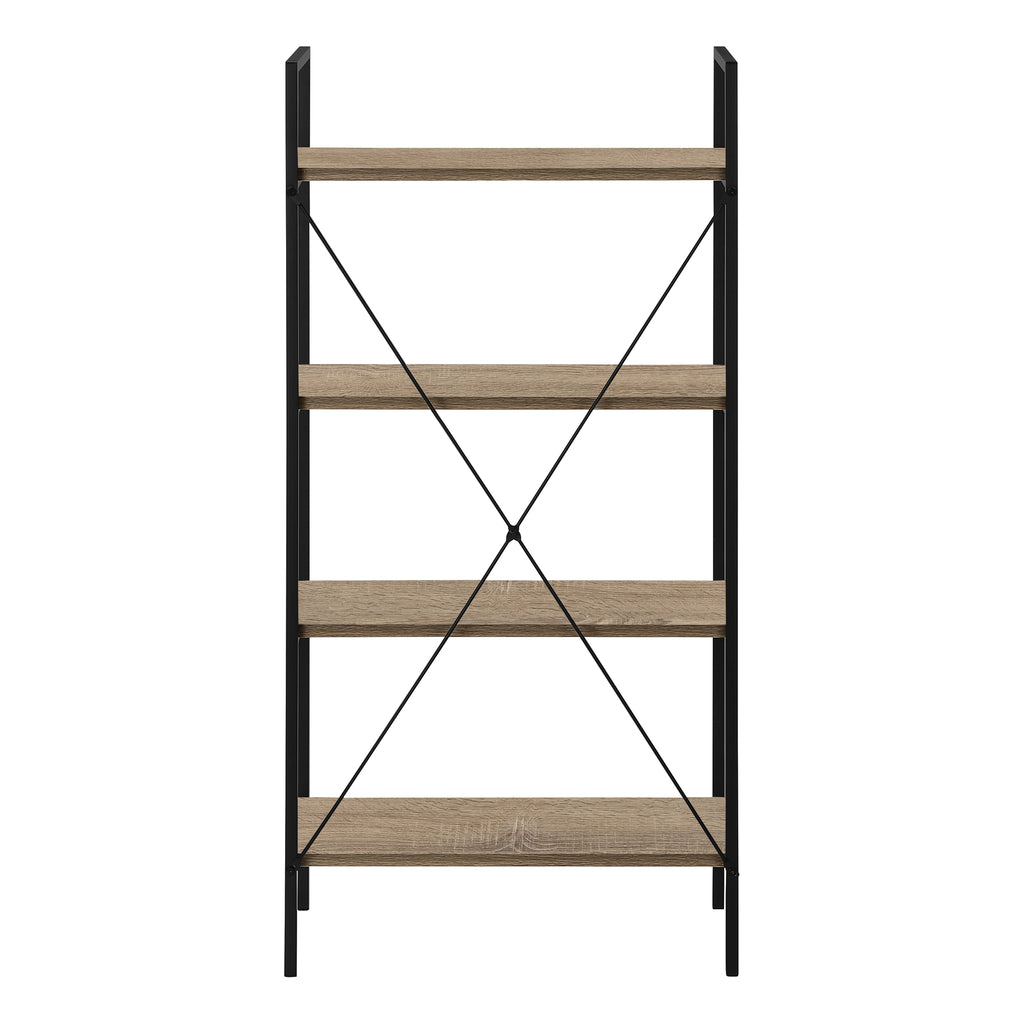 BOOKCASE - 48""H / DARK TAUPE / BLACK METAL