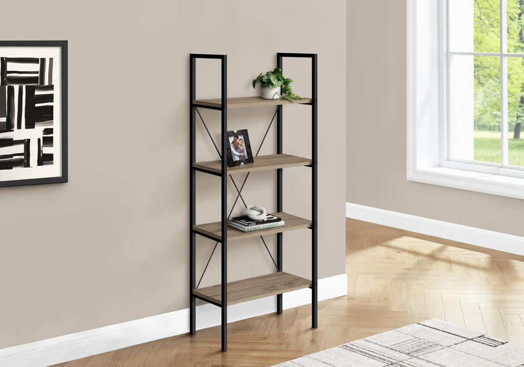 BOOKCASE - 48""H / DARK TAUPE / BLACK METAL