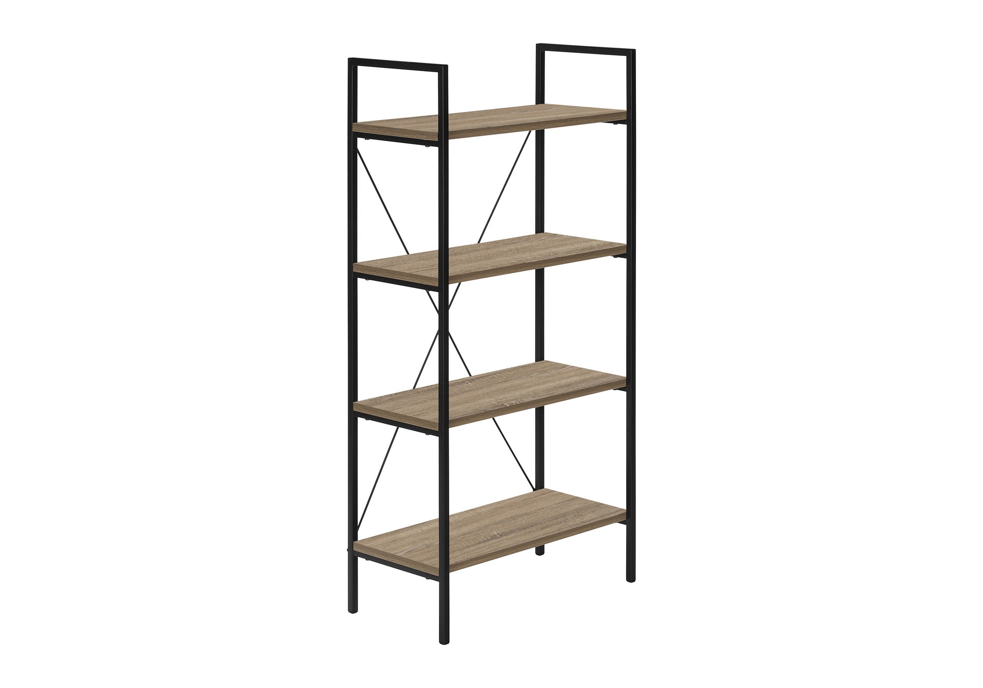 BOOKCASE - 48""H / DARK TAUPE / BLACK METAL
