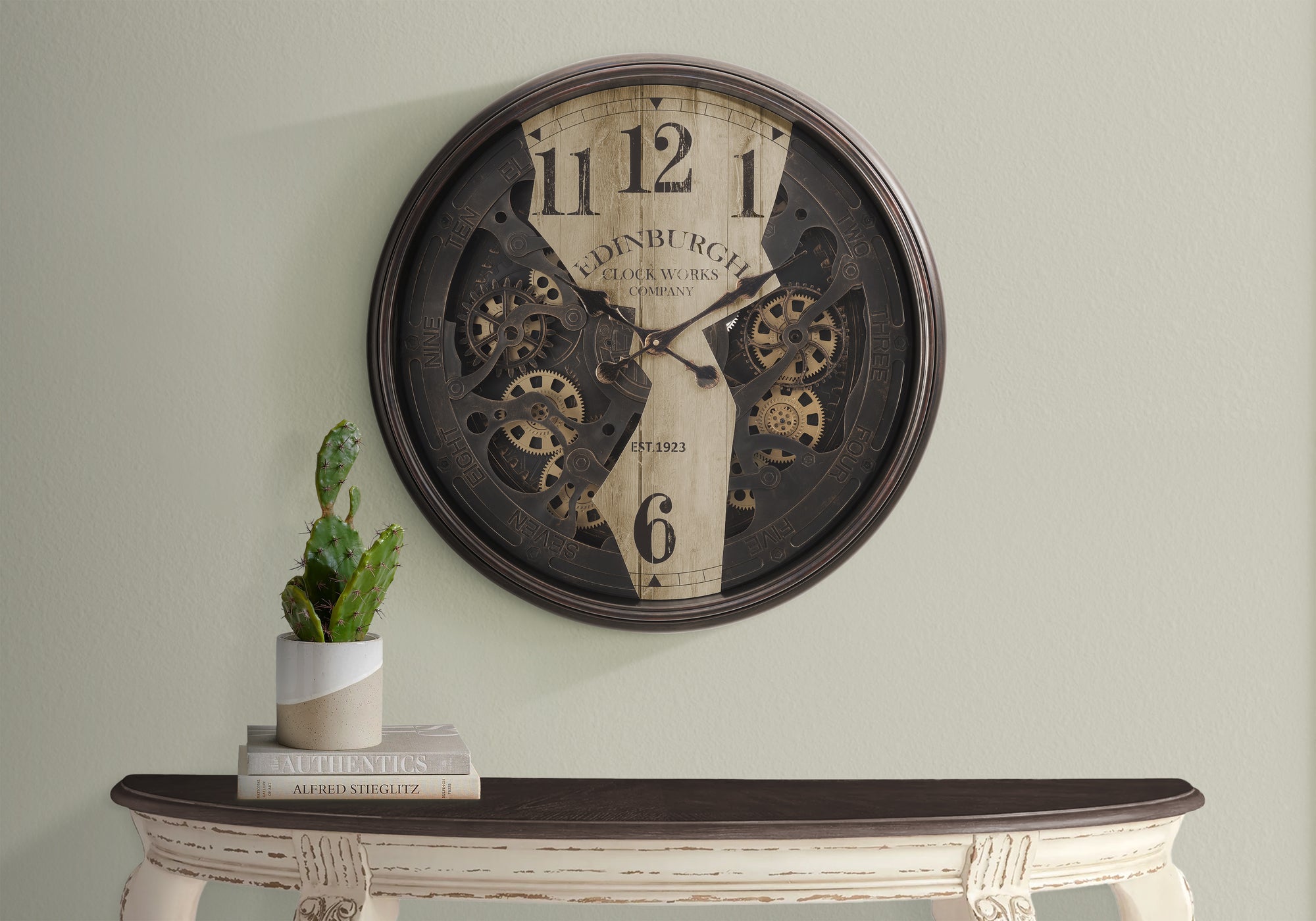 CLOCKS - 30""DIA / GEAR MECHANISM WALL CLOCK / BROWN