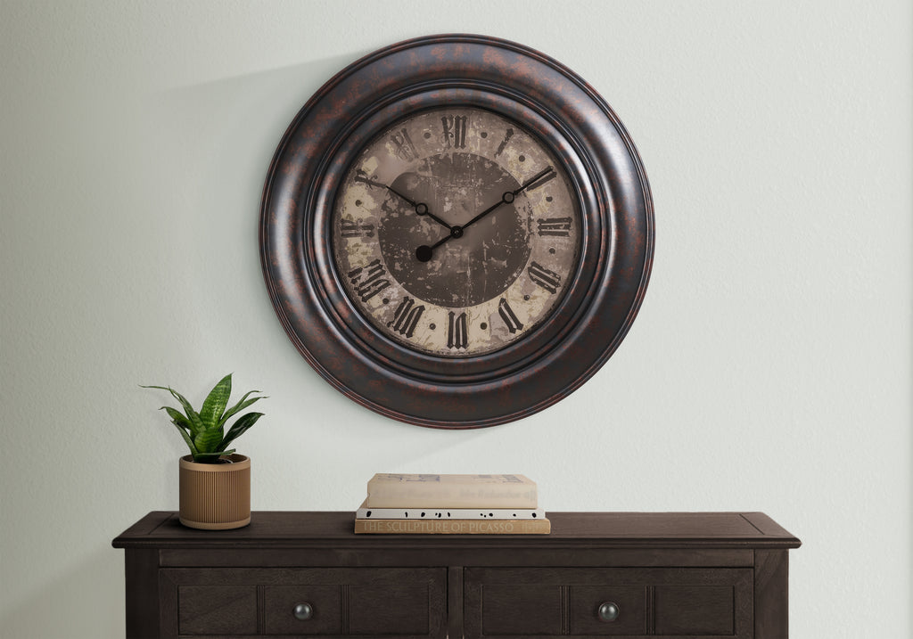 CLOCKS - 30""DIA / WALL CLOCK / BROWN