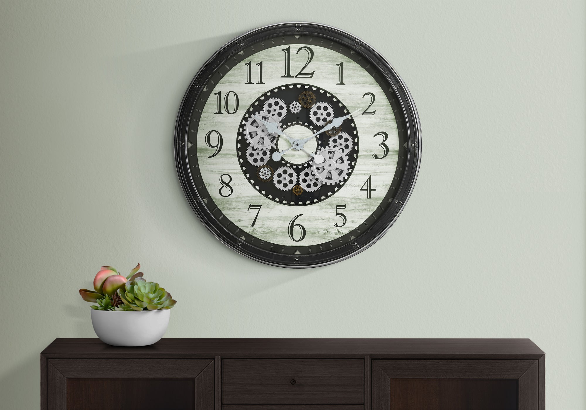 CLOCKS - 30""DIA / GEAR MECHANISM WALL CLOCK / BROWN