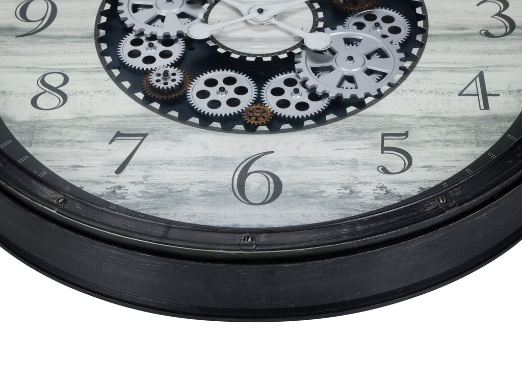 CLOCKS - 30""DIA / GEAR MECHANISM WALL CLOCK / BROWN