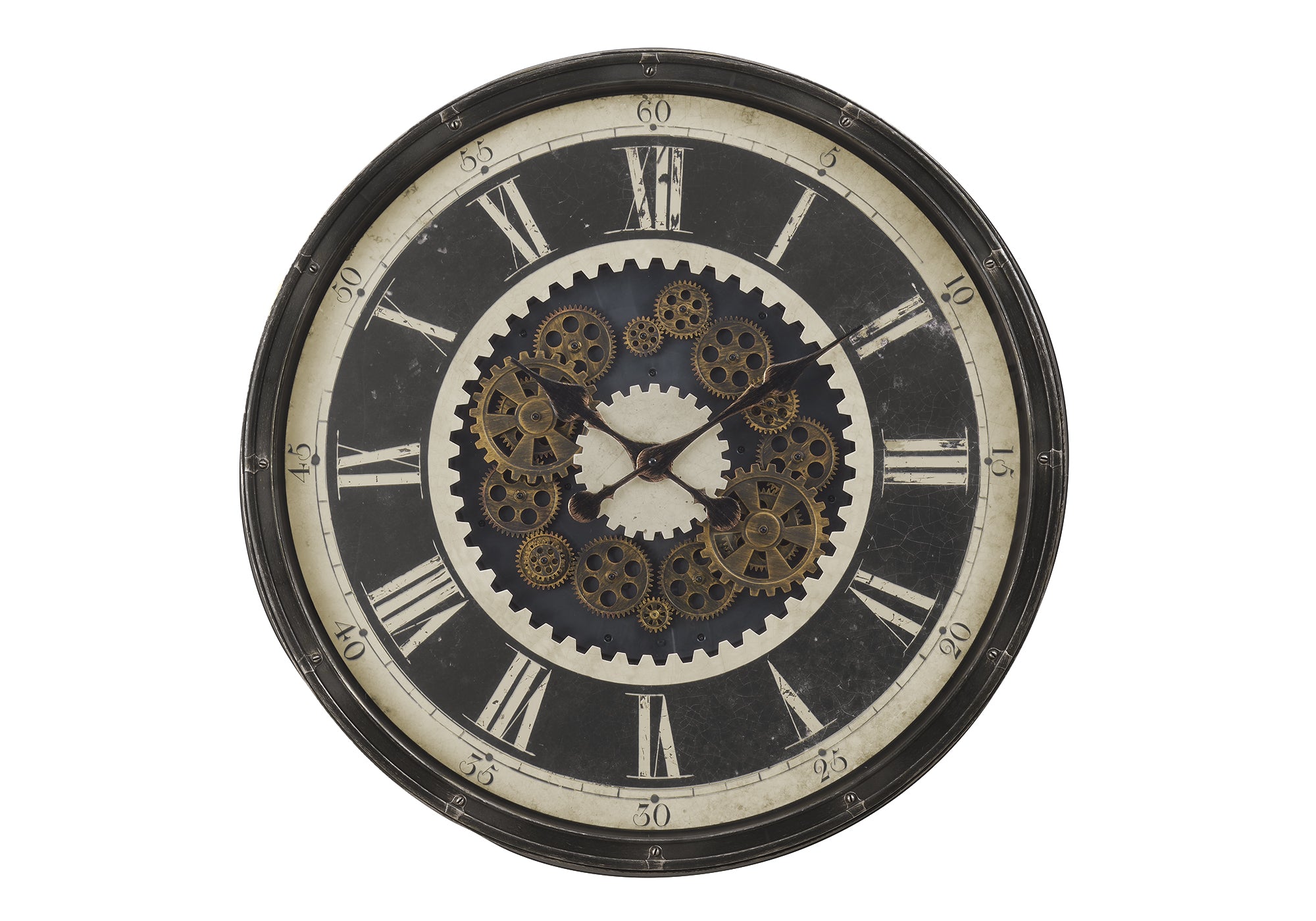 CLOCKS - 30""DIA / GEAR MECHANISM WALL CLOCK / BROWN