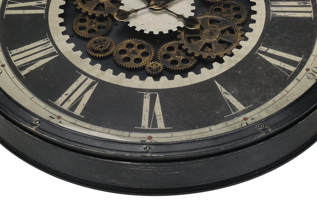 CLOCKS - 30""DIA / GEAR MECHANISM WALL CLOCK / BROWN