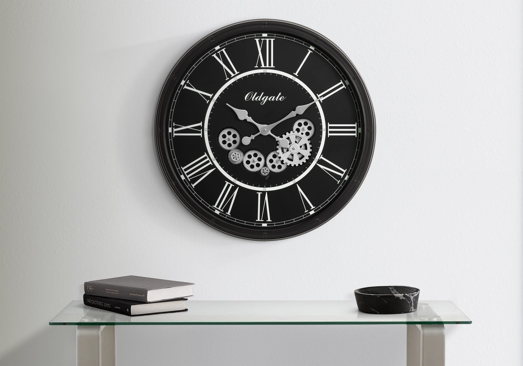 CLOCKS - 30""DIA / GEAR MECHANISM WALL CLOCK / BLACK