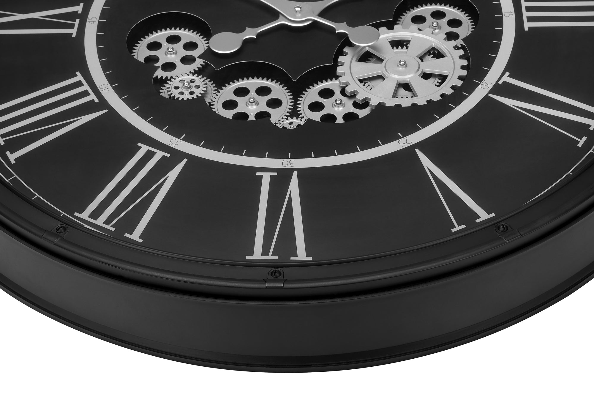 CLOCKS - 30""DIA / GEAR MECHANISM WALL CLOCK / BLACK