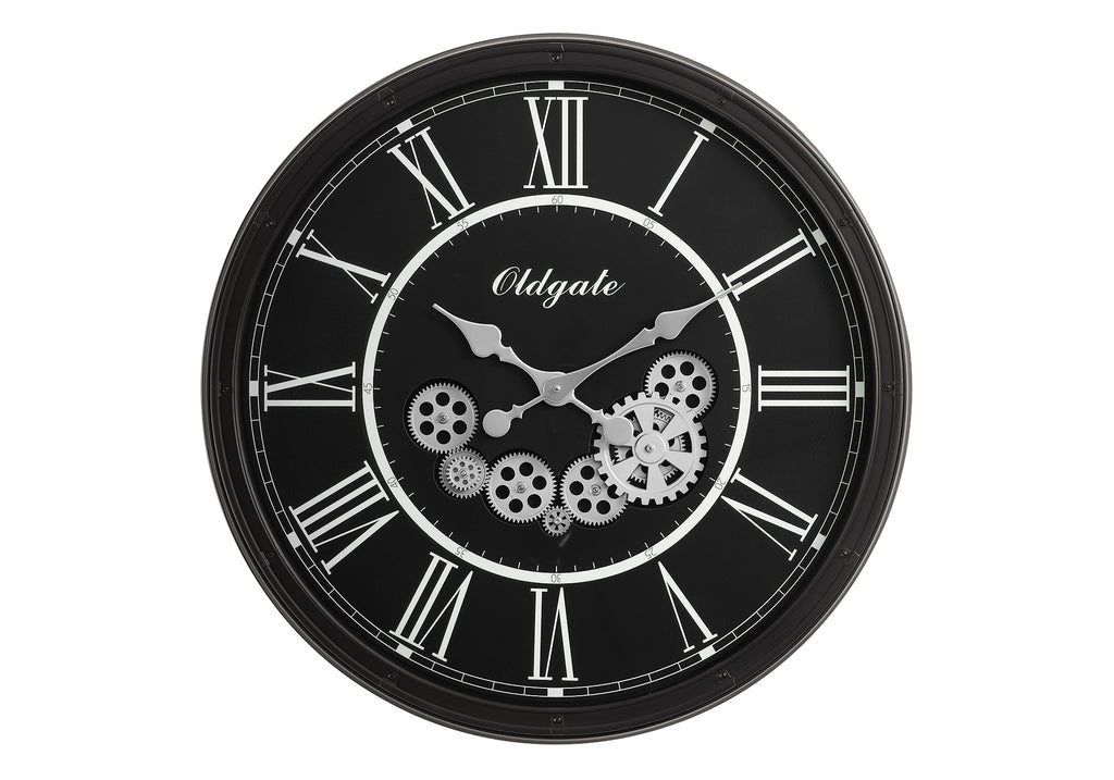 CLOCKS - 30""DIA / GEAR MECHANISM WALL CLOCK / BLACK