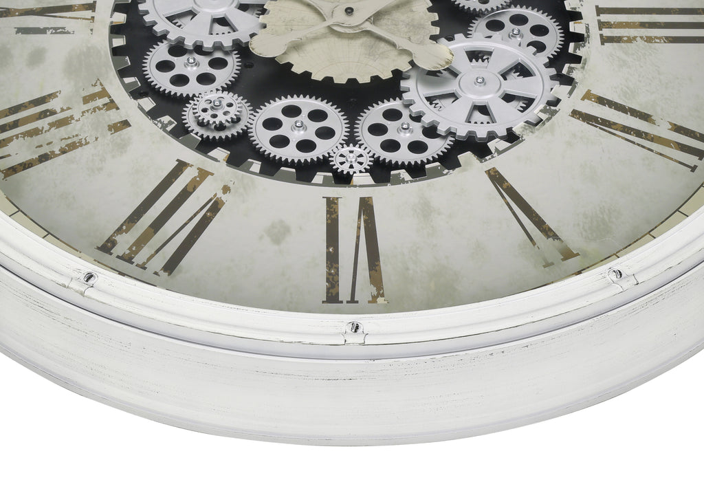 CLOCKS - 30""DIA / GEAR MECHANISM WALL CLOCK / WHITE