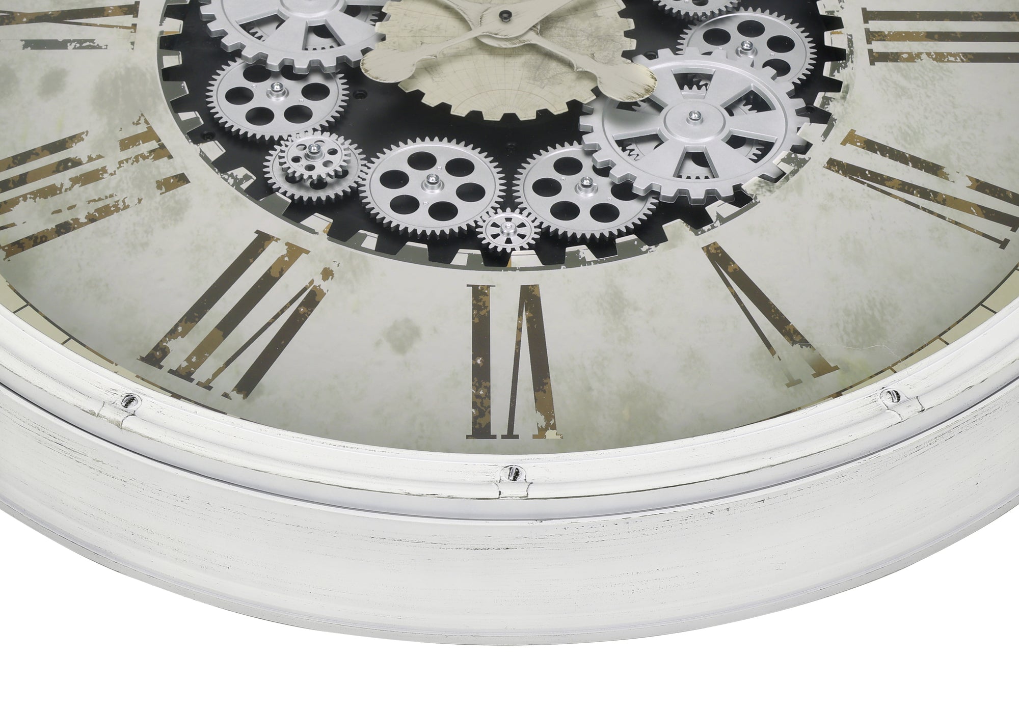 CLOCKS - 30""DIA / GEAR MECHANISM WALL CLOCK / WHITE