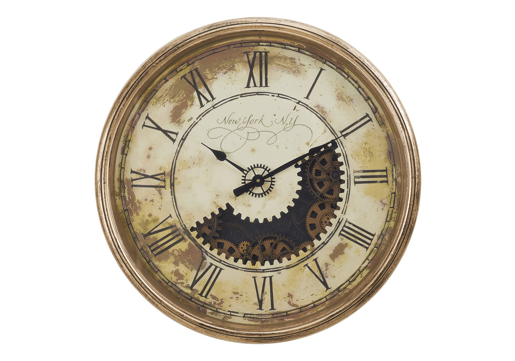 CLOCKS - 30""DIA / GEAR MECHANISM WALL CLOCK / BROWN