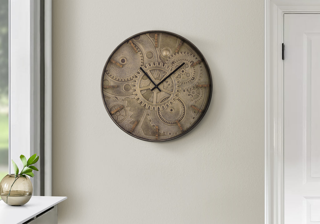 CLOCKS - 20""DIA / WALL CLOCK / BROWN