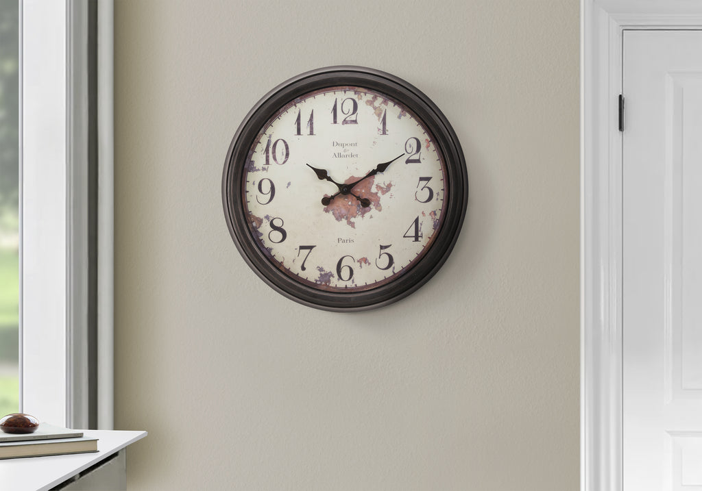CLOCKS - 20""DIA / WALL CLOCK / BROWN