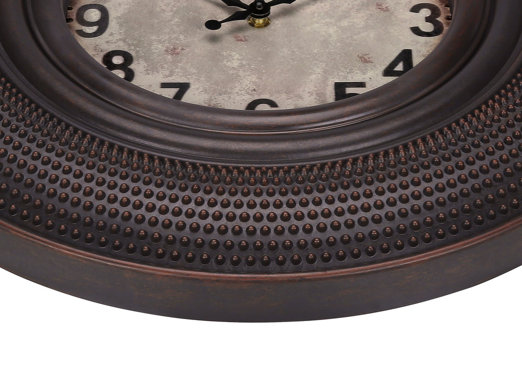 CLOCKS - 20""DIA / WALL CLOCK / ANTIQUE BROWN