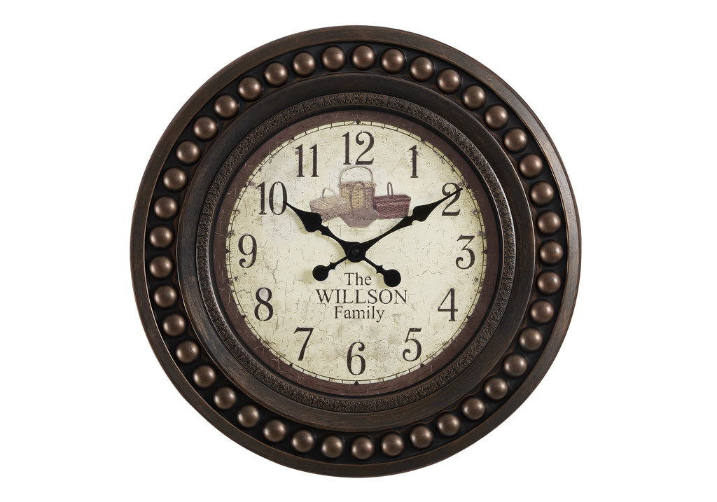 CLOCKS - 20""DIA / WALL CLOCK / ANTIQUE BROWN