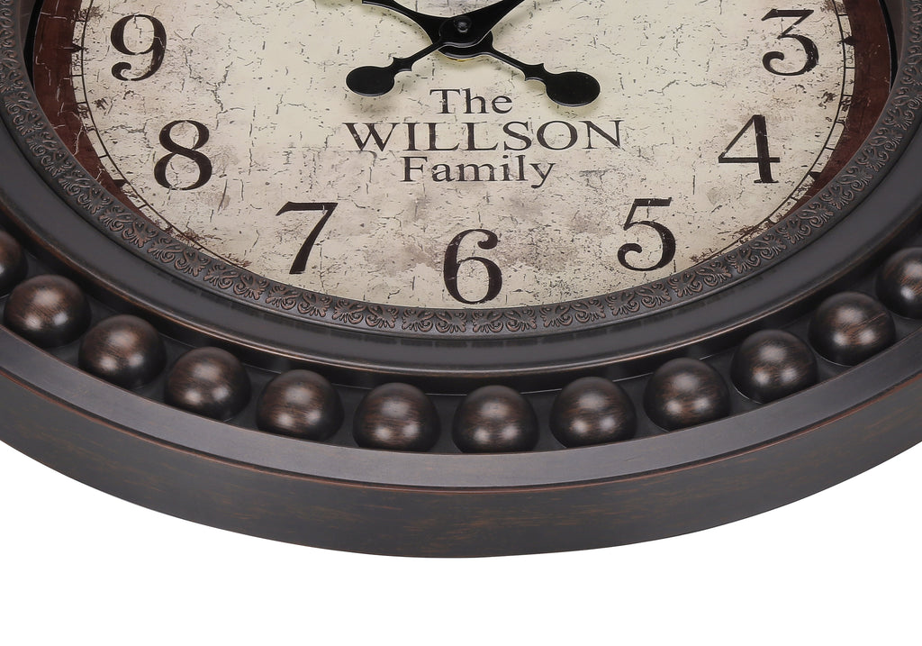 CLOCKS - 20""DIA / WALL CLOCK / ANTIQUE BROWN