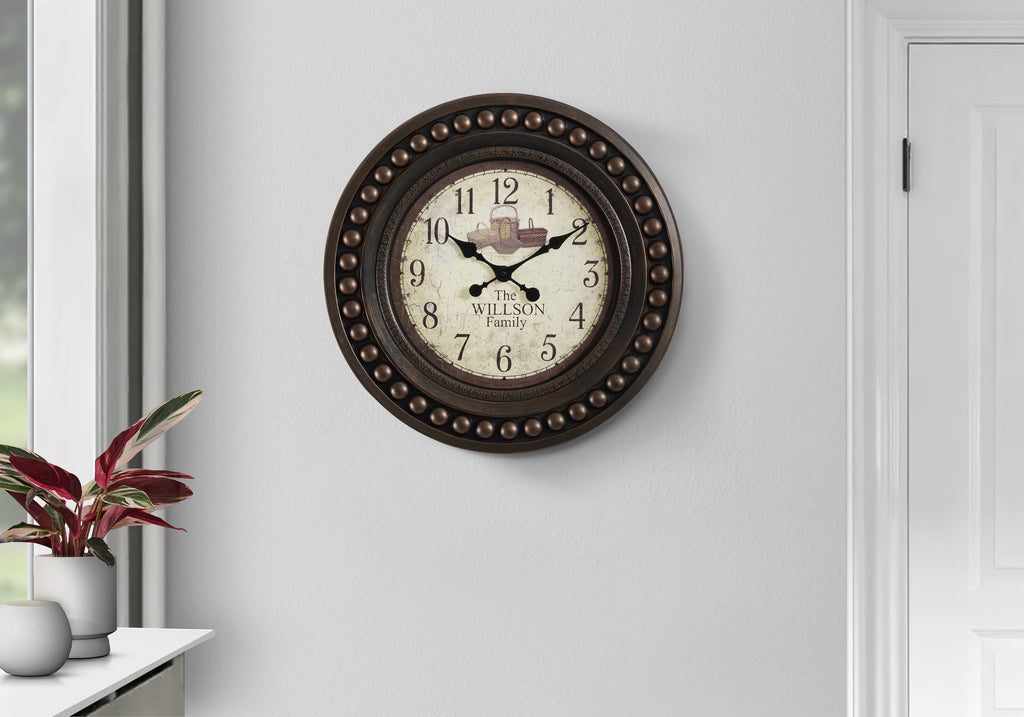 CLOCKS - 20""DIA / WALL CLOCK / ANTIQUE BROWN