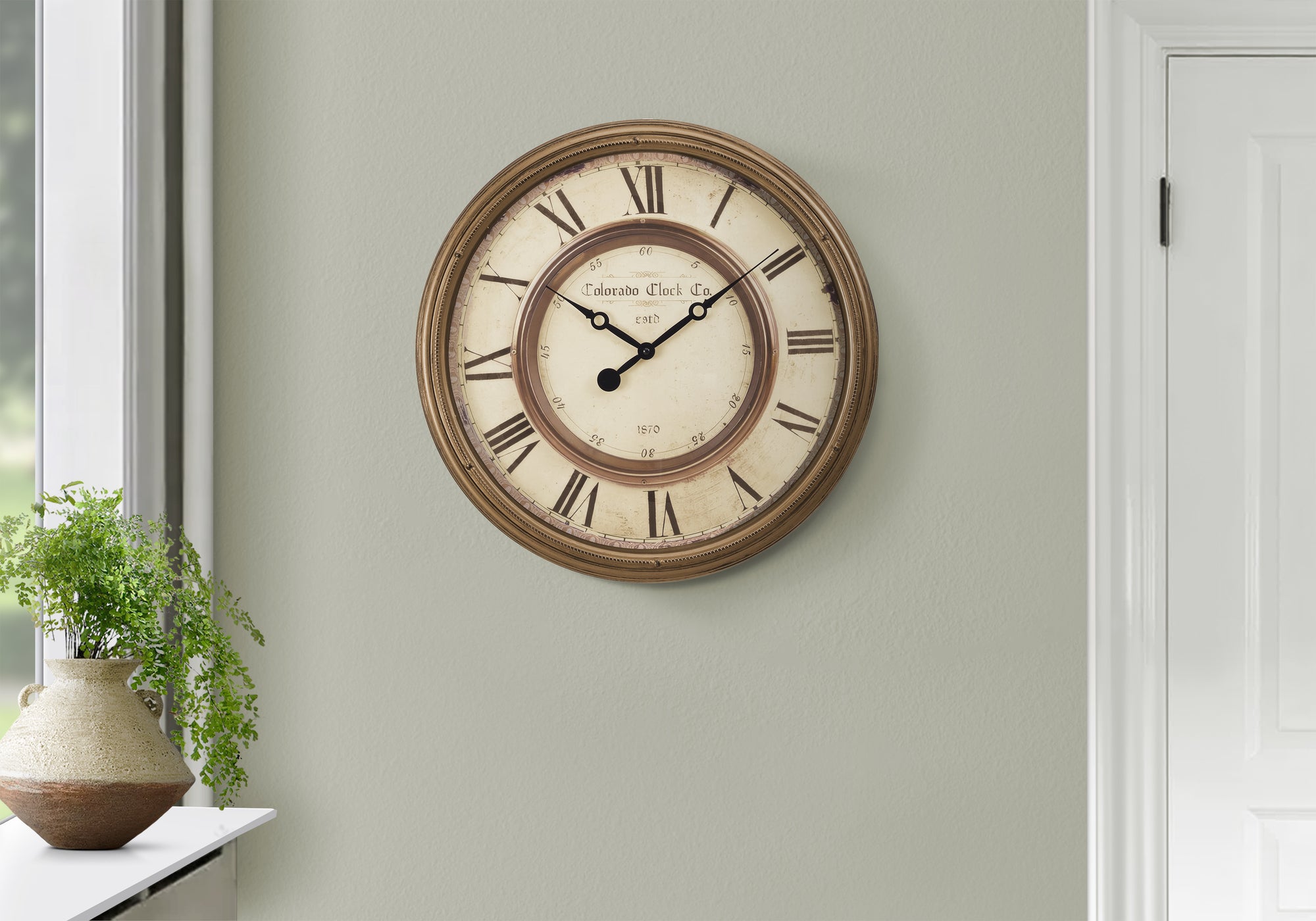 CLOCKS - 20""DIA / WALL CLOCK / ANTIQUE BROWN