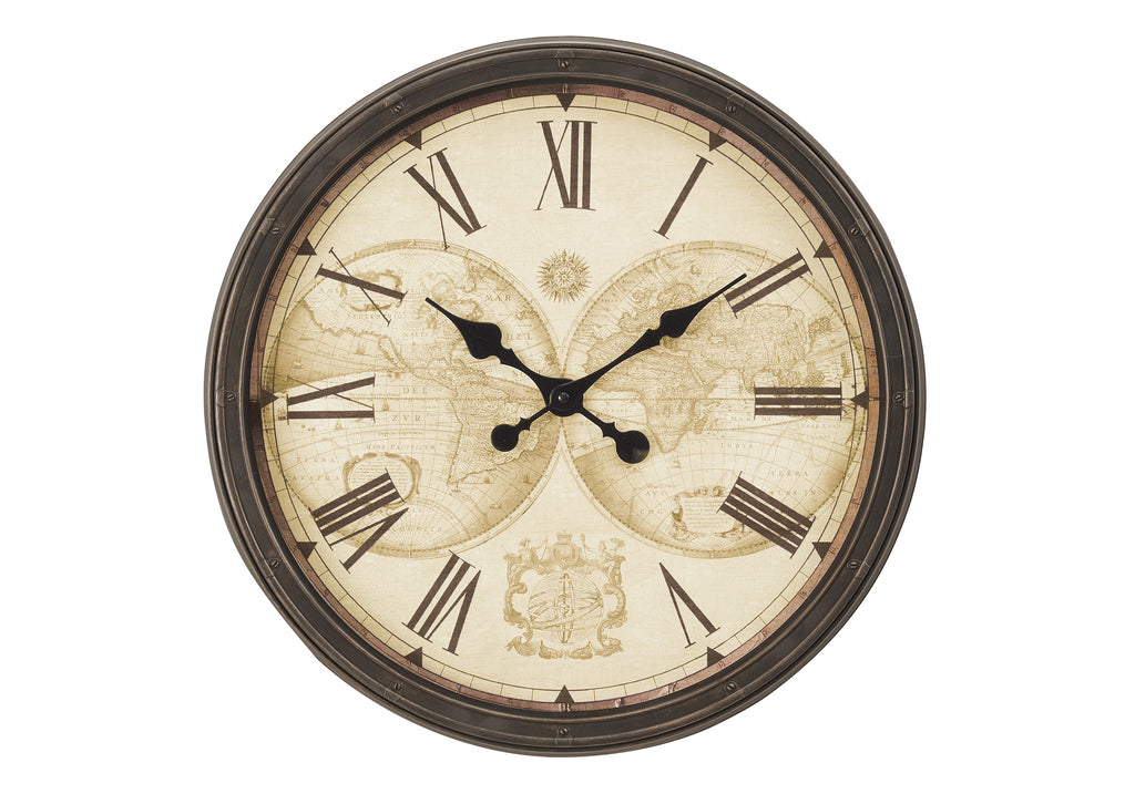 CLOCKS - 20""DIA / WALL CLOCK / ANTIQUE BROWN