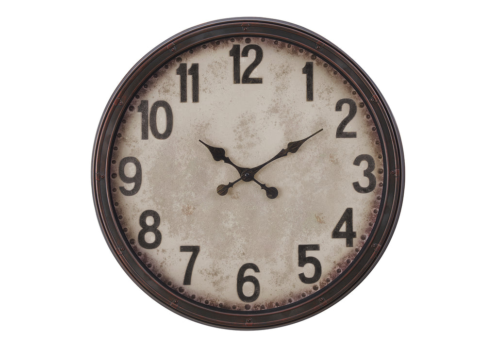 CLOCKS - 20""DIA / WALL CLOCK / ANTIQUE BROWN