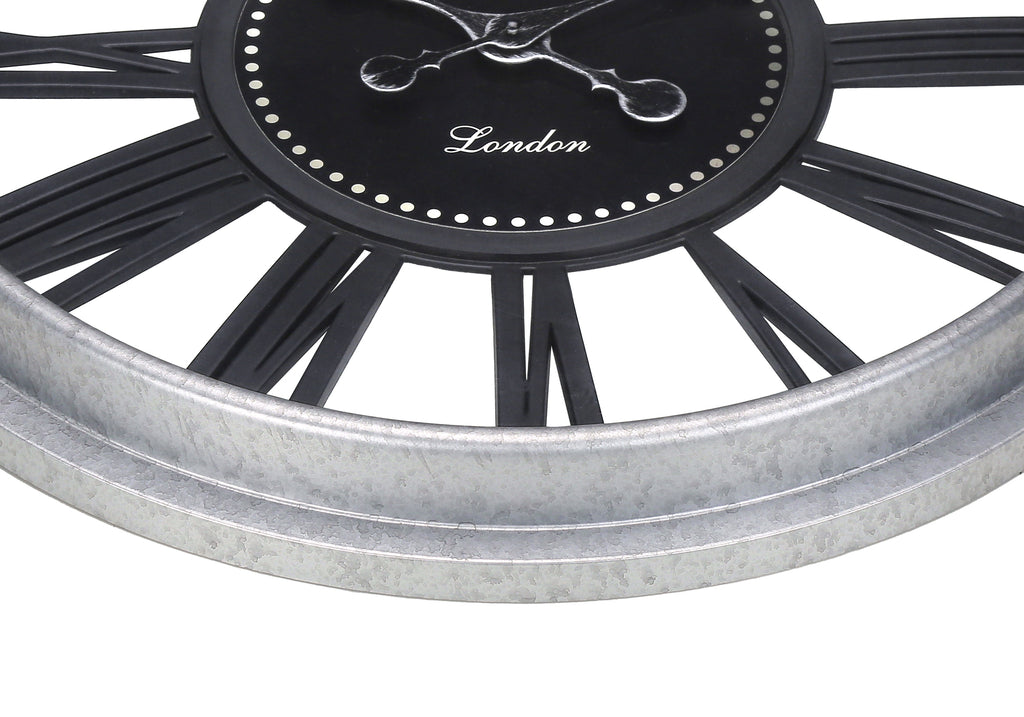 CLOCKS - 20""DIA / WALL CLOCK / BLACK / SILVER