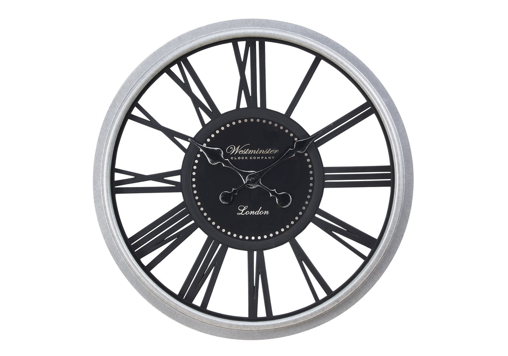 CLOCKS - 20""DIA / WALL CLOCK / BLACK / SILVER