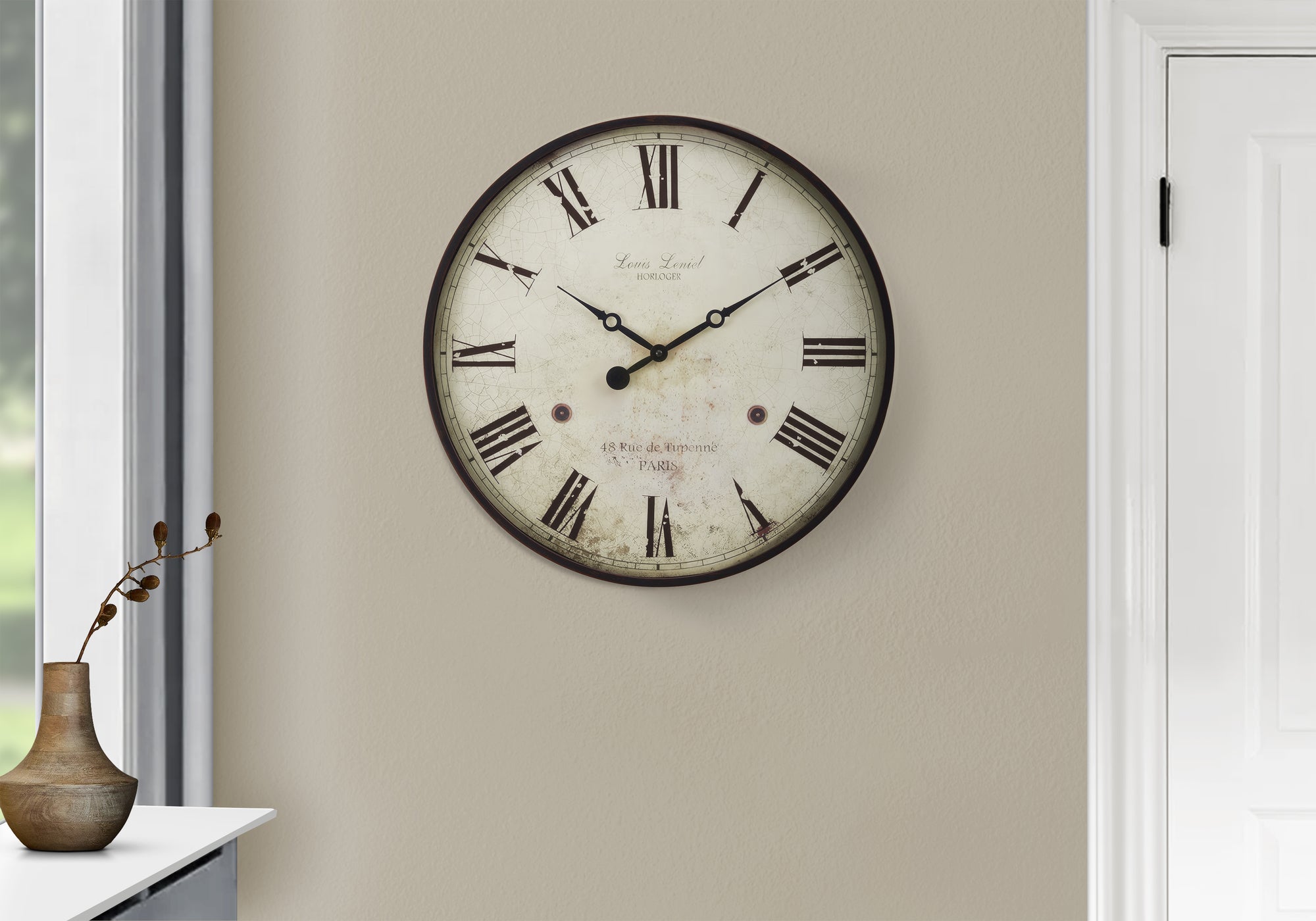 CLOCKS - 20""DIA / WALL CLOCK / ANTIQUE BROWN