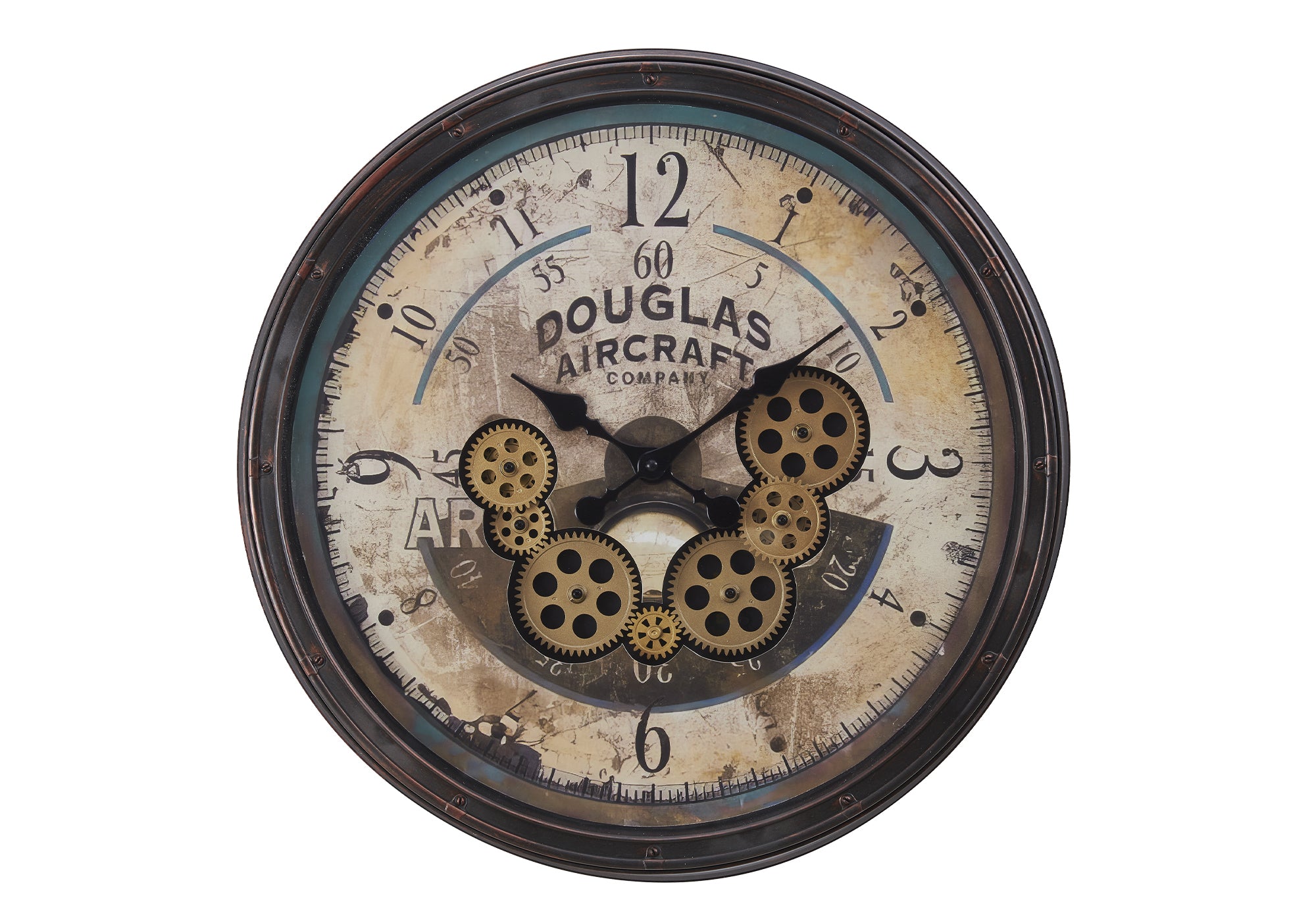 CLOCKS - 20""DIA / GEAR MECHANISM WALL CLOCK / BROWN