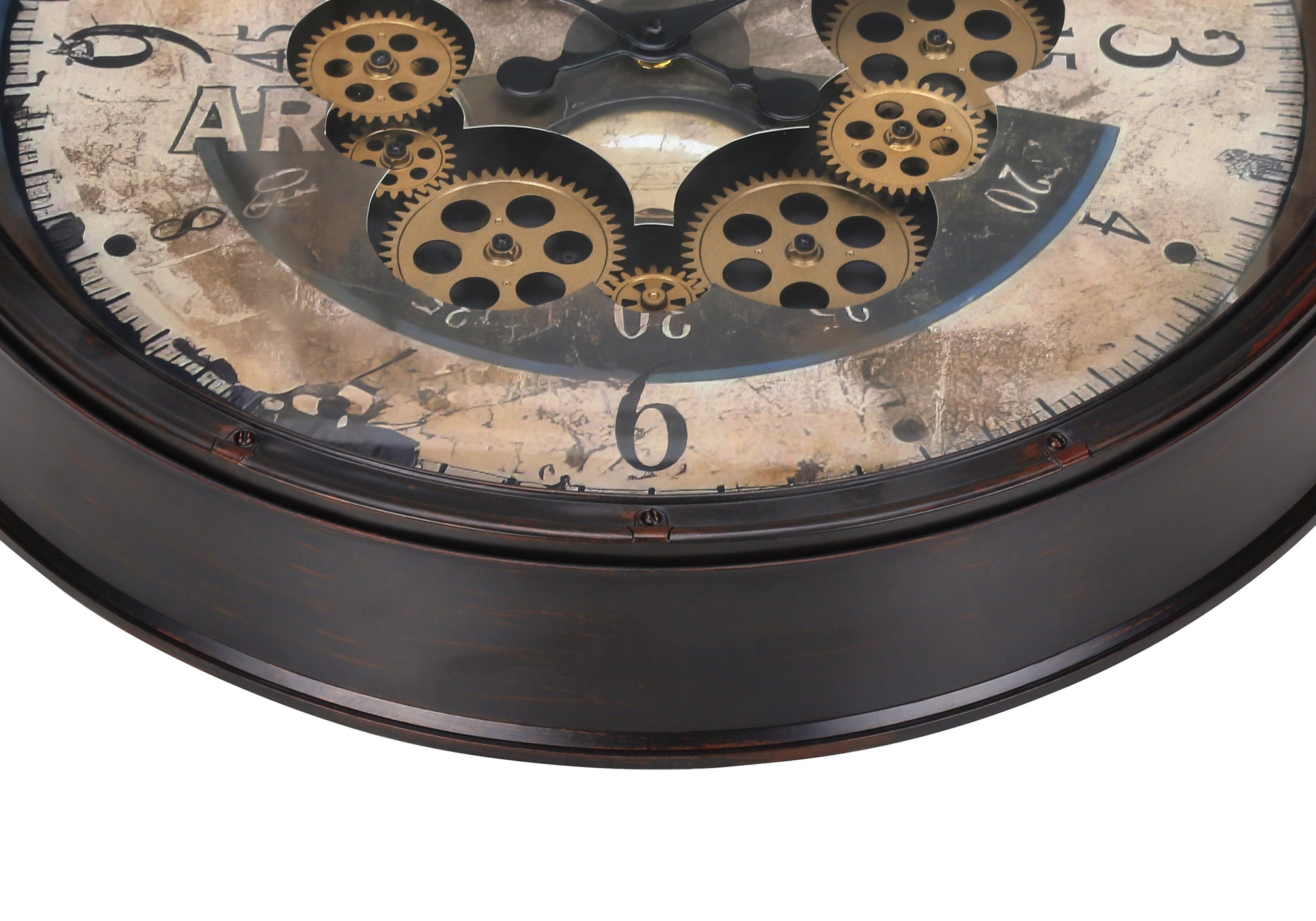 CLOCKS - 20""DIA / GEAR MECHANISM WALL CLOCK / BROWN