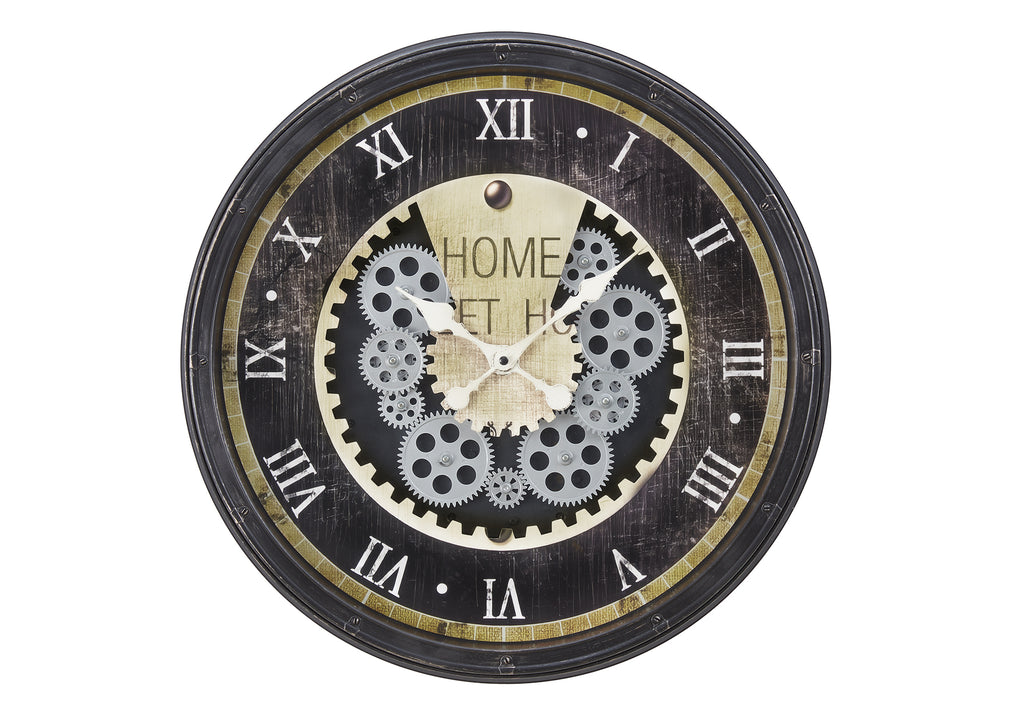 CLOCKS - 20""DIA / GEAR MECHANISM WALL CLOCK / BROWN