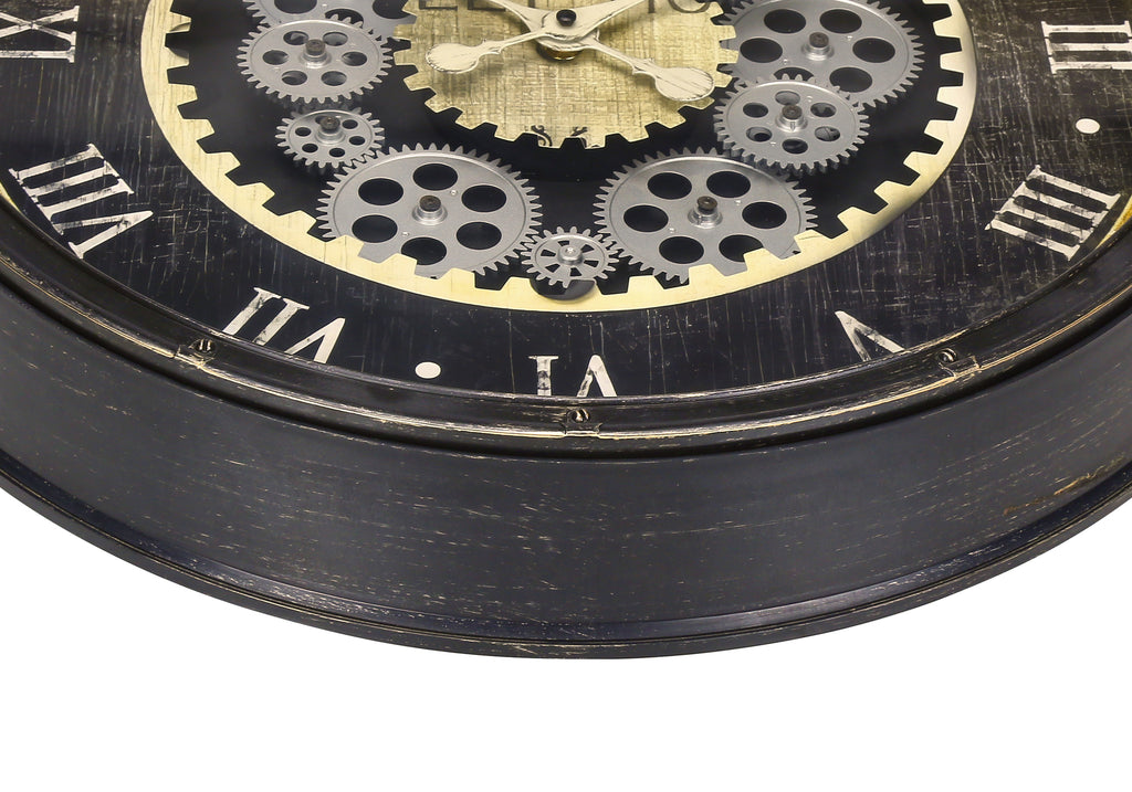 CLOCKS - 20""DIA / GEAR MECHANISM WALL CLOCK / BROWN