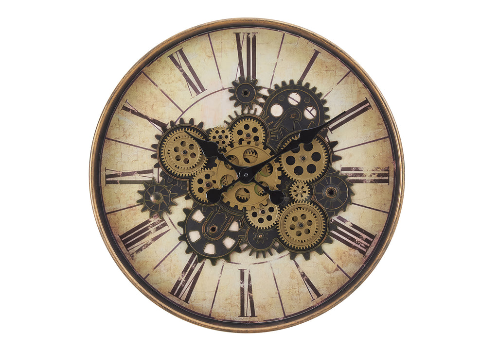 CLOCKS - 20""DIA / GEAR MECHANISM WALL CLOCK / BROWN