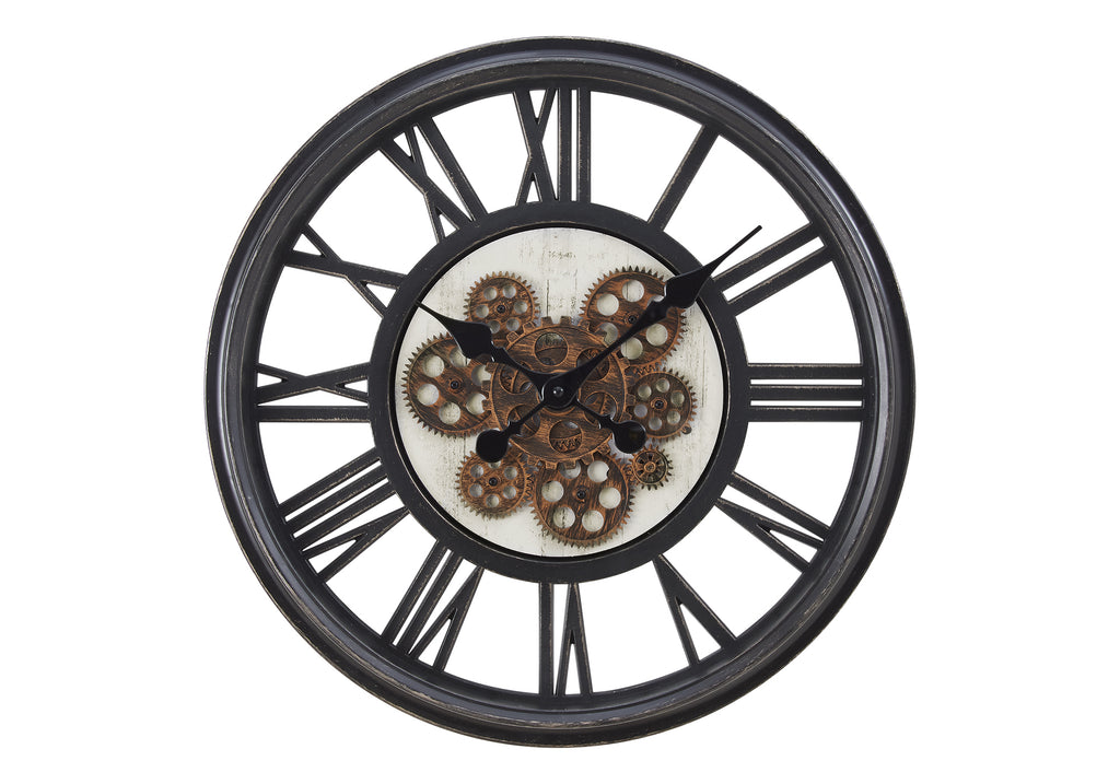 CLOCKS - 20""DIA / GEAR MECHANISM WALL CLOCK / BLACK