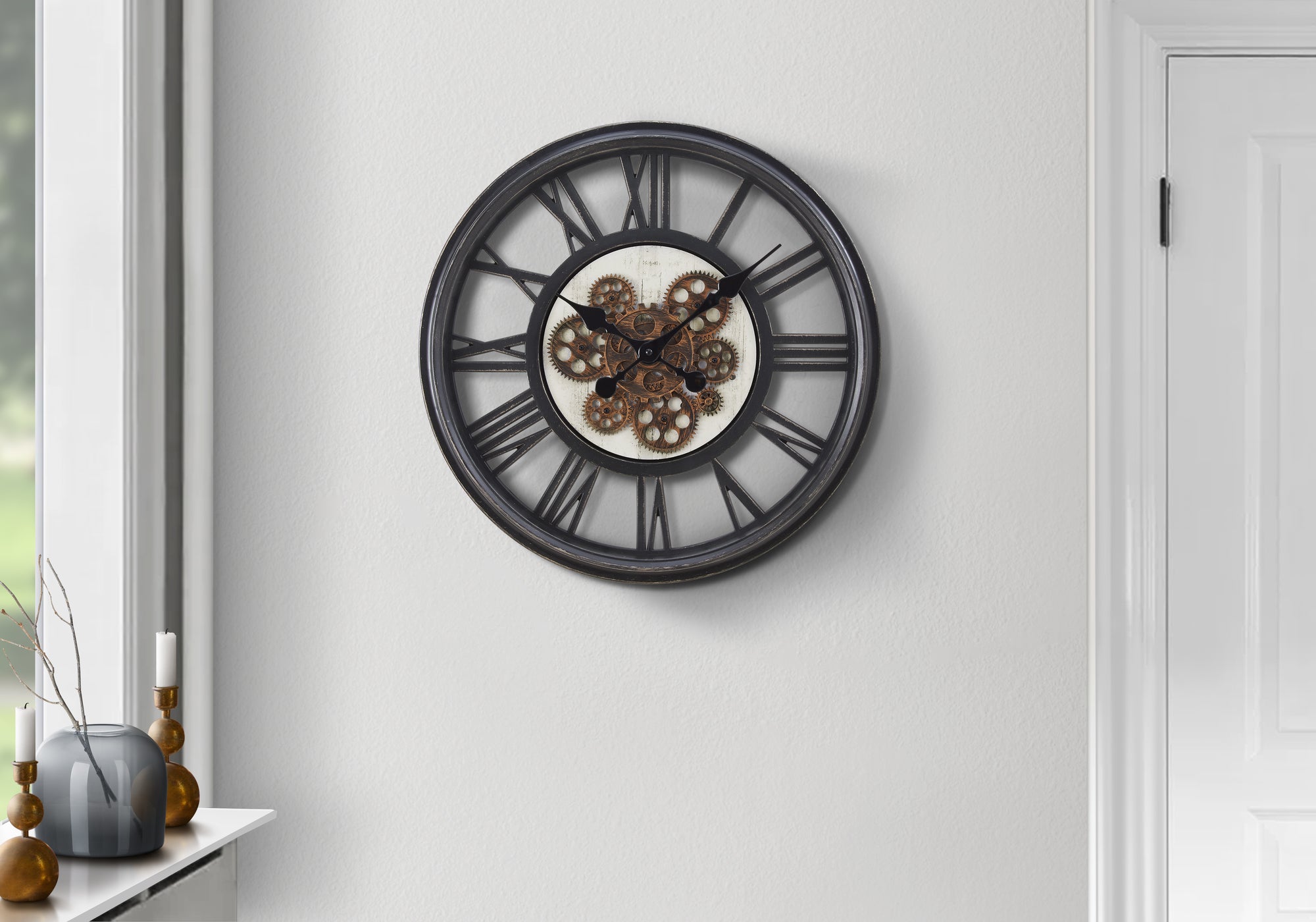 CLOCKS - 20""DIA / GEAR MECHANISM WALL CLOCK / BLACK