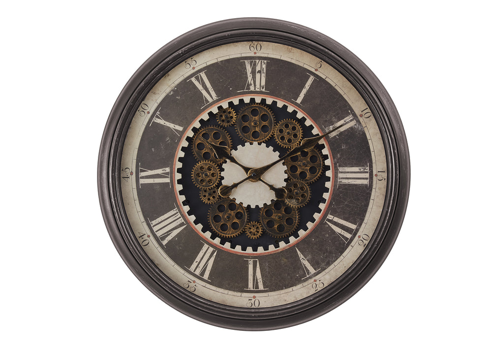 CLOCKS - 23""DIA / GEAR MECHANISM WALL CLOCK / BROWN