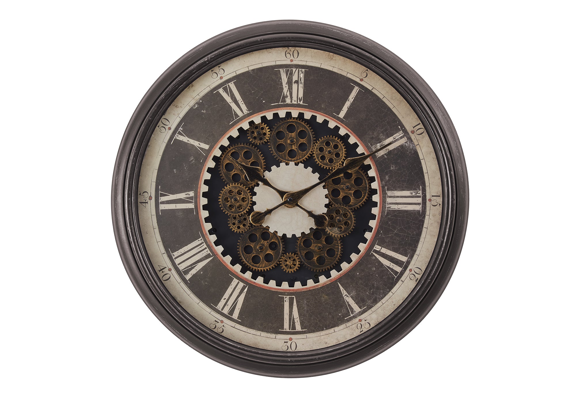 CLOCKS - 23""DIA / GEAR MECHANISM WALL CLOCK / BROWN