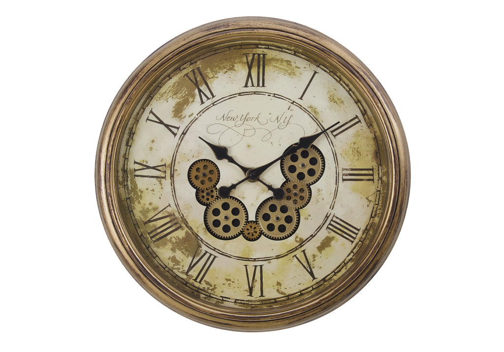 CLOCKS - 23""DIA / GEAR MECHANISM WALL CLOCK / BROWN