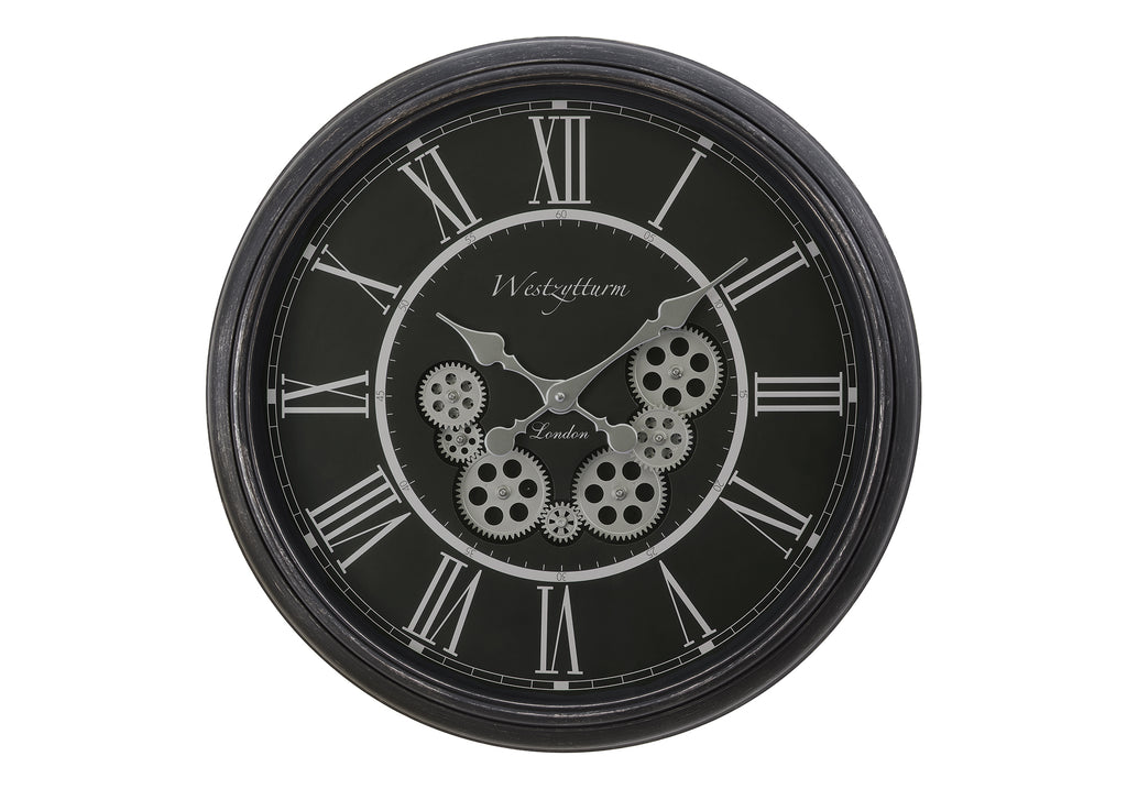 CLOCKS - 23""DIA / GEAR MECHANISM WALL CLOCK / BLACK