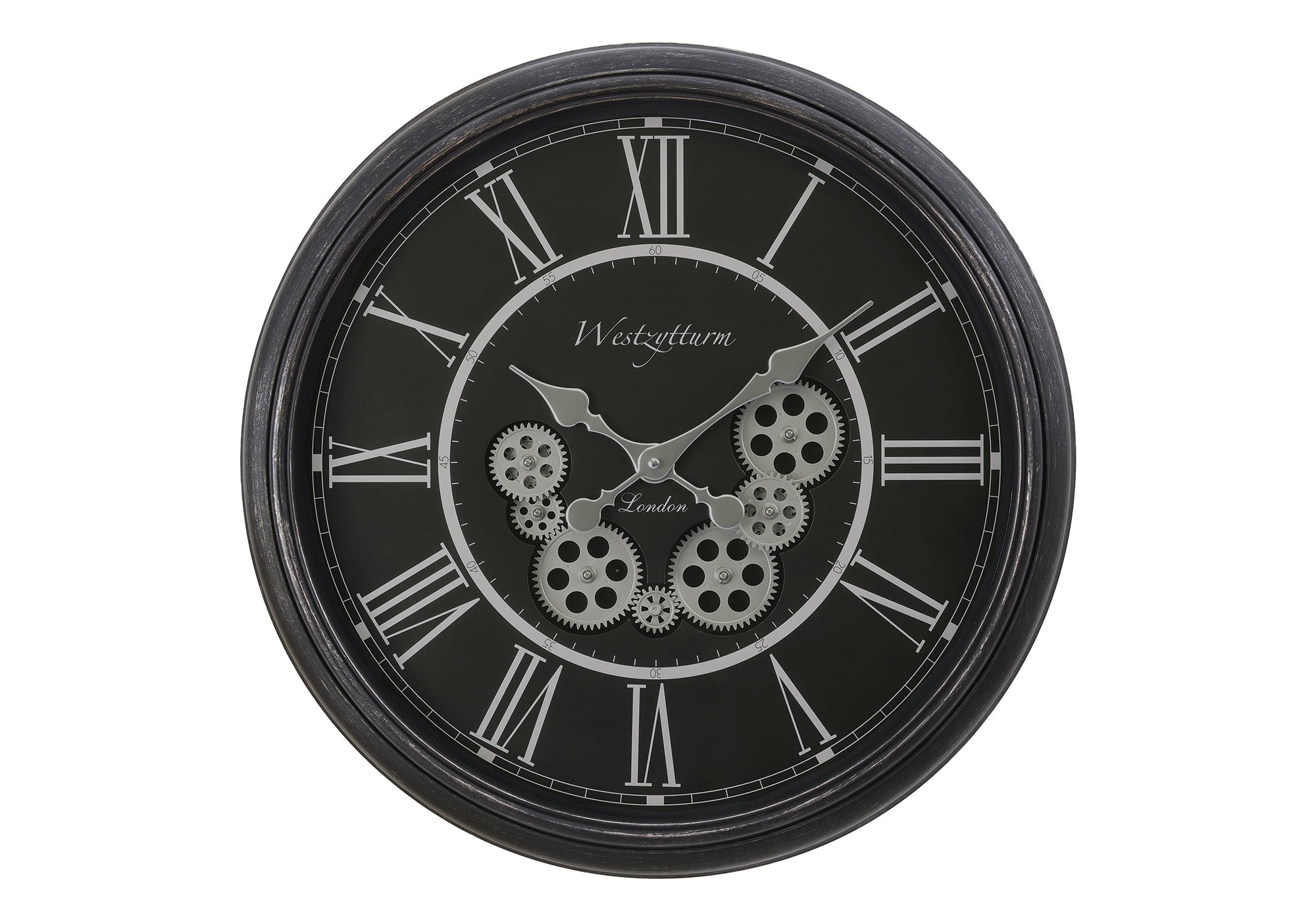 CLOCKS - 23""DIA / GEAR MECHANISM WALL CLOCK / BLACK