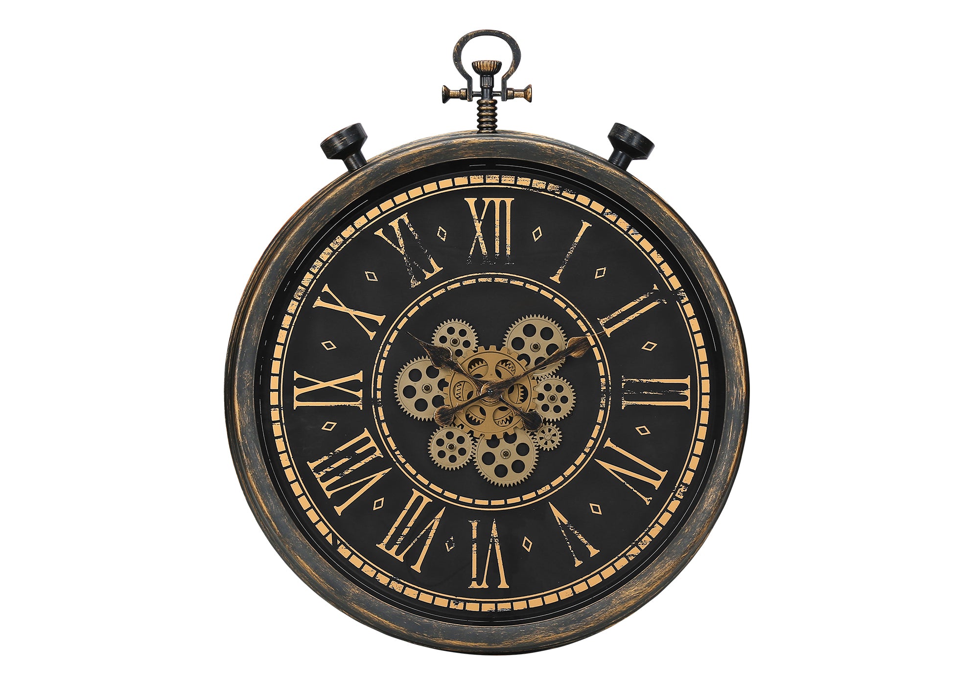 CLOCKS - 24""DIA / GEAR MECHANISM WALL CLOCK / BROWN