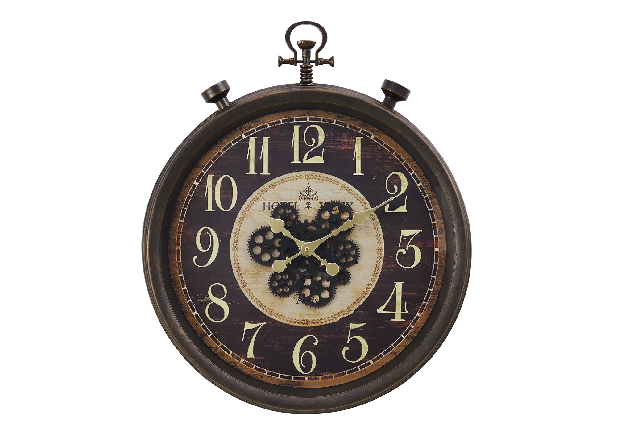 CLOCKS - 24""DIA / GEAR MECHANISM WALL CLOCK / BROWN