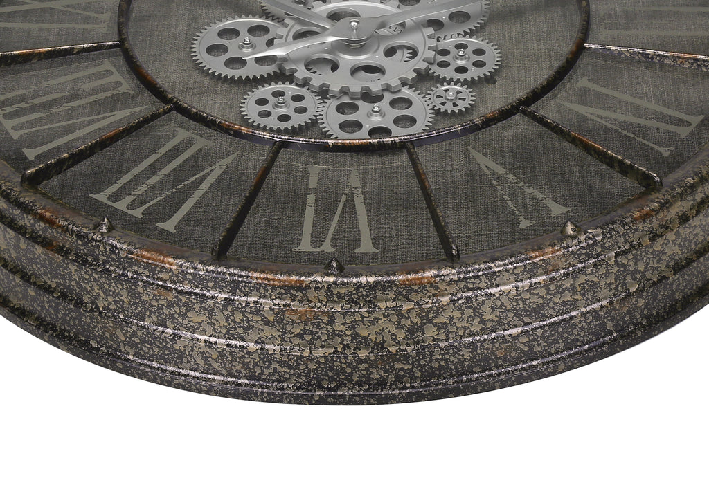 CLOCKS - 24""DIA / GEAR MECHANISM WALL CLOCK / GREY